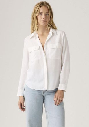 Levi's Hemdbluse LEVIS, Damen, Gr. XS (34), hellwei&szlig; cotton linen, Web, Obermaterial: 50% Viskose, 40% Baumwolle, 10% Leinen, unifarben, figurumspielend h&uuml;ft