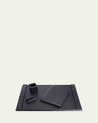 Royce Leather Monogrammed Leather Executive Portfolio & Desk Accesory Set