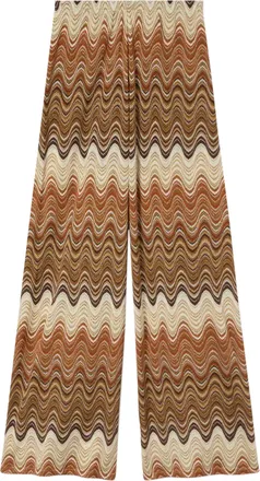 MC2 Saint Barth Fluid Wide-Leg Trousers with Striking Wave Pattern