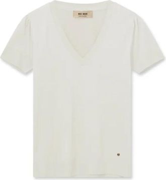 Mos Mosh Stijlvolle V-hals T-shirt - Dames - T-shirts - Beige - XS - Tops