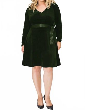 Standards & Practices Stretch Curvy Aline Mini Dress - Plus Size In Green