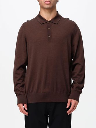 HUGO BOSS Polo a maniche lunghe in maglia di pura lana vergine