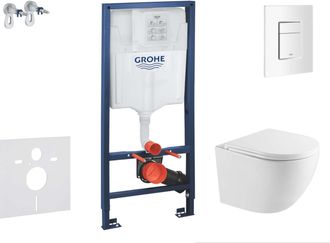 GROHE Rapid Sl - Conjunto De Instalaci&oacute;n Empotrada, Inodoro Oudee Y Asiento Softclose, Pulsador Skate Cosmopolitan, Blanco Alpino Sani11ba3111