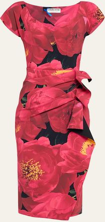 La Petite Robe Di Chiara Boni Ruffle Floral-Print Bodycon Midi Dress