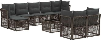 vidaXL Conjunto De Sof&aacute;s De Jard&iacute;n 10 Uds. Gris Rat&aacute;n Sint&eacute;tico Vidaxl