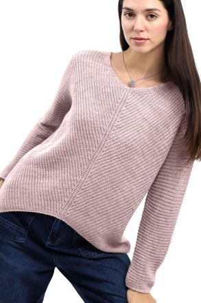 Re Tech UK Warm Ladies V Neck Knitted Jumpers for Women - Soft Feeling - Loose Fitting - Long Line Top - Perfect for Winter, (Baby Pink, M/L)