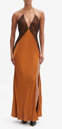 Bardot Estrella Halter Gown in Toffee at Nordstrom, Size 10