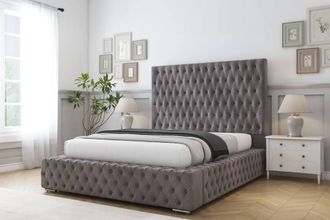 Comfort Beds Ambassador Naples Bed Frame - 50 Upholstered Headboard in Grey | Size: Super King