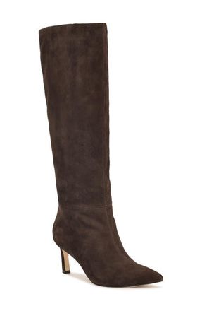 Nine West Lorthey Pointed Toe Knee High Boot in Dark Brown 200 at Nordstrom, Size 7 Regular Calf