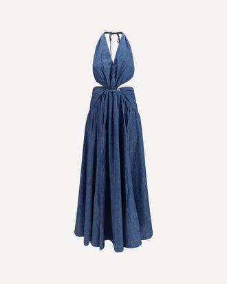 Zimmermann Echo Halterneck Denim Dress Female 2