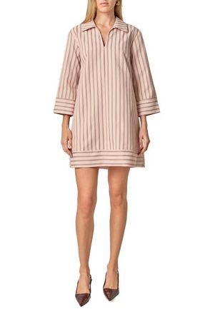 English Factory Stripe Collar Minidress in Light Pink/Brown at Nordstrom, Size X-Small