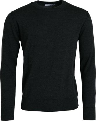 Dolce & Gabbana Donkergrijze Wollen Trui - Heren - Ronde hals truien - Zwart - L - Wol - Truien & Vesten