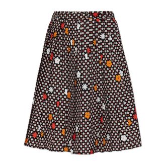 Maison Margiela Midi Skirts, female, Black, Size: XS Pleated Skirt With Floral Motif