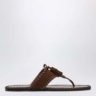 Prada Infradito in suede e nappa con nappine
