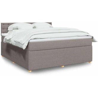 vidaXL Cama Box Spring Con Colch&oacute;n Tela Gris Taupe 180x200 Cm