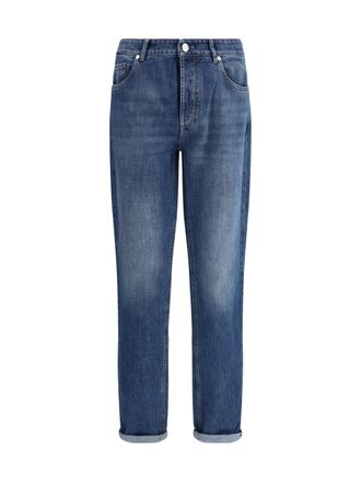 Brunello Cucinelli Mens Jeans Cuffed Medium Denim Old Cotton