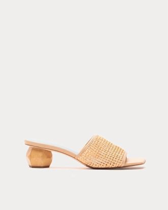 Frances Valentine Womens Raffia Mesh Slide Heel Sandal In Natural