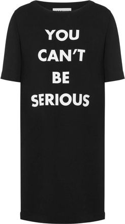 Moschino Zwarte jurken met You Cant Be Serious Print - Dames - Korte kleedjes - Zwart - S - Kleedjes