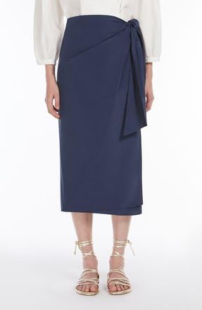 Max Mara Narsete Faux Wrap Skirt in Navy at Nordstrom, Size 16