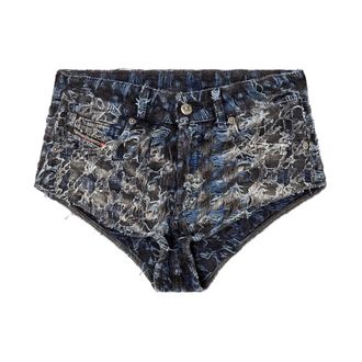 Diesel Denim Shorts, female, Black, W26, Houndstooth Tie-Dye Denim Shorts