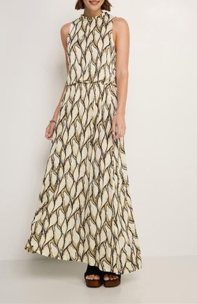 Lascana Womens High Neck Maxi Dress in Ivory Khaki at Nordstrom, Size 10