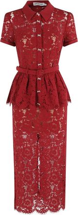 Self Portrait Lace Peplum Midi Dress