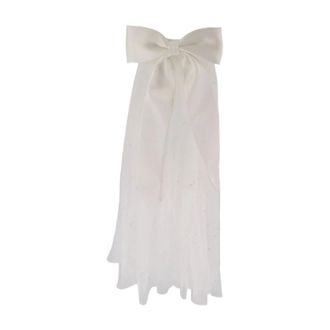 Self Portrait Satijnen strik versierde sluier - Dames - Haaraccessoires - Wit - ONE Size - Satijn - Accessoires