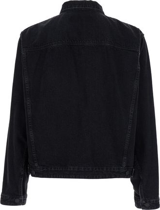 Dsquared2 Mens Black Denim Jacket With Classic Collar Cotton Coat