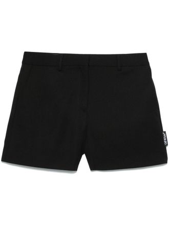 Off-white Black Virgin Wool Shorts With Logo Label