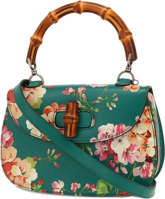 Gucci Borsa a tracolla Bamboo Blooms a fiori - Verde