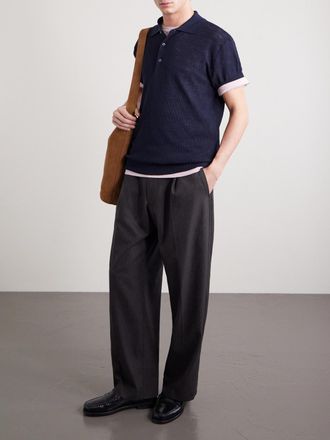 Barena Waffle-Knit Linen and Cotton-Blend Shirt