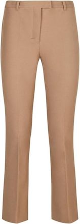 Max Mara Flared katoenmix broek - Dames - Slim Fit Broeken - Bruin - S - Katoen - Broeken