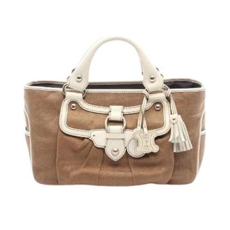 Celine Pre-owned Handbags, female, Brown, Size: ONE SIZE Pre-owned Boogie Bag Canvas Leather Handbag