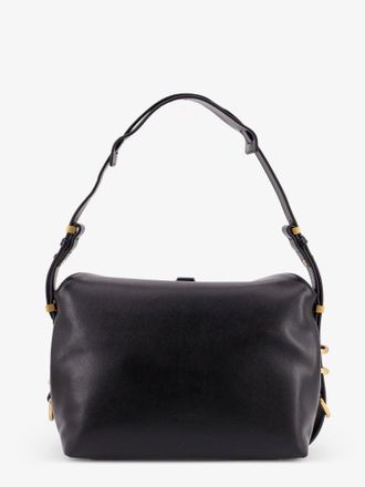 Pinko Womens Leather Shoulder Bag With Metal Logo Detail Black