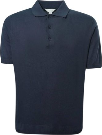 Malo Blue Polo Short-Sleeve Ribbed Cotton Polo
