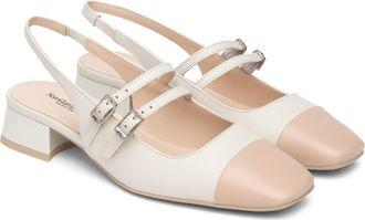Nero Giardini Slingback Cap Toe Pump in White/Blush at Nordstrom, Size 6Us