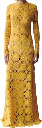 Escvdo Siula Crochet Maxi Dress In Yellow