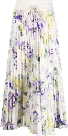 Off-white drawstring pleated skirt - women - Polyester/Elastane - 48 - Green