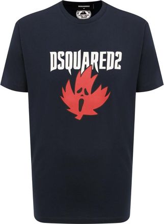 Dsquared2 Mens Ghost Maple Leaf Logo Cool Fit Black T-shirt Cotton - Size Medium