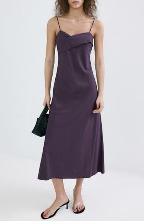 Mango Cross Neck Tie Back Midi Dress in Lilac at Nordstrom, Size 8