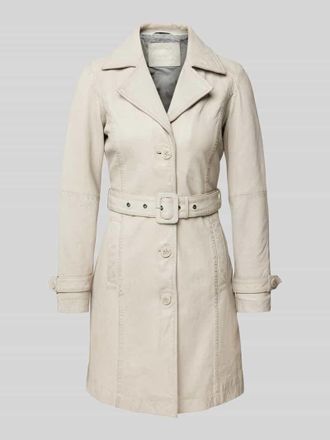 Mauritius Trenchcoat aus echtem Leder mit Tailleng&uuml;rtel Modell Leonne in Offwhite, Gr&ouml;&szlig;e XXL