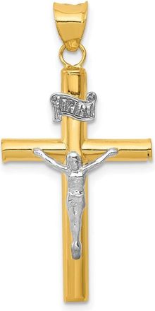 Diamond2Deal 14k Two-tone Gold INRI Crucifix Pendant