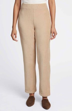 Foxcroft Caden Plush Corduroy Pants in Khaki at Nordstrom, Size X-Small