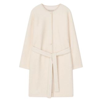 &Aacute;eron Jassen, Dames, Beige, L, Leer, Blizzard Belted Double-Faced Fleece Coat