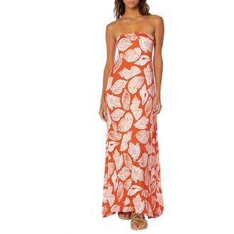 Maaji Australian Reef Strapless Maxi Dress in Bright Red at Nordstrom, Size Large
