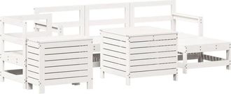 vidaXL vidaXL 7 Piece Garden Sofa Set White Solid Wood Pine