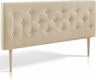 Marckonfort Cabecero Tapizado zeus 160x100. Capitone En Tela Beis Tostado. Grosor De 8 Cm