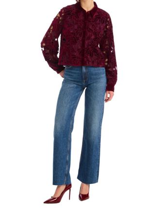 Allison New York Phoebe Long Sleeve Shirt In Oxblood