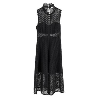Sandro Sandro Paris Alisa gehaakte midi-jurk in zwart polyester