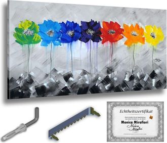 OEM Monica Mirafiori 100 % Pintado A Mano Cuadro Amapolas De Colores 140 X 70 Cm Pintura Pintada A Mano Pintura Acr&iacute;lica Pintura Acr&iacute;lica De Gran Tama&ntilde;o A